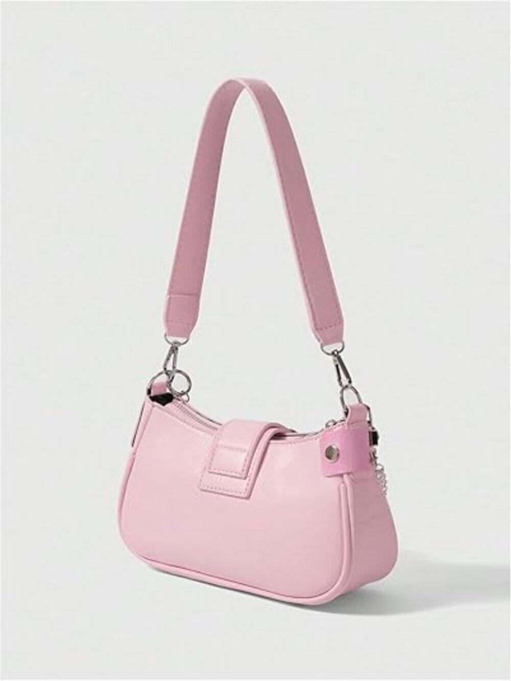 Y2k Stars Chains Shoulder‎ Bag Mini Hobo Handbag Shoulder Purse Pink with Silver - Picture 3 of 5